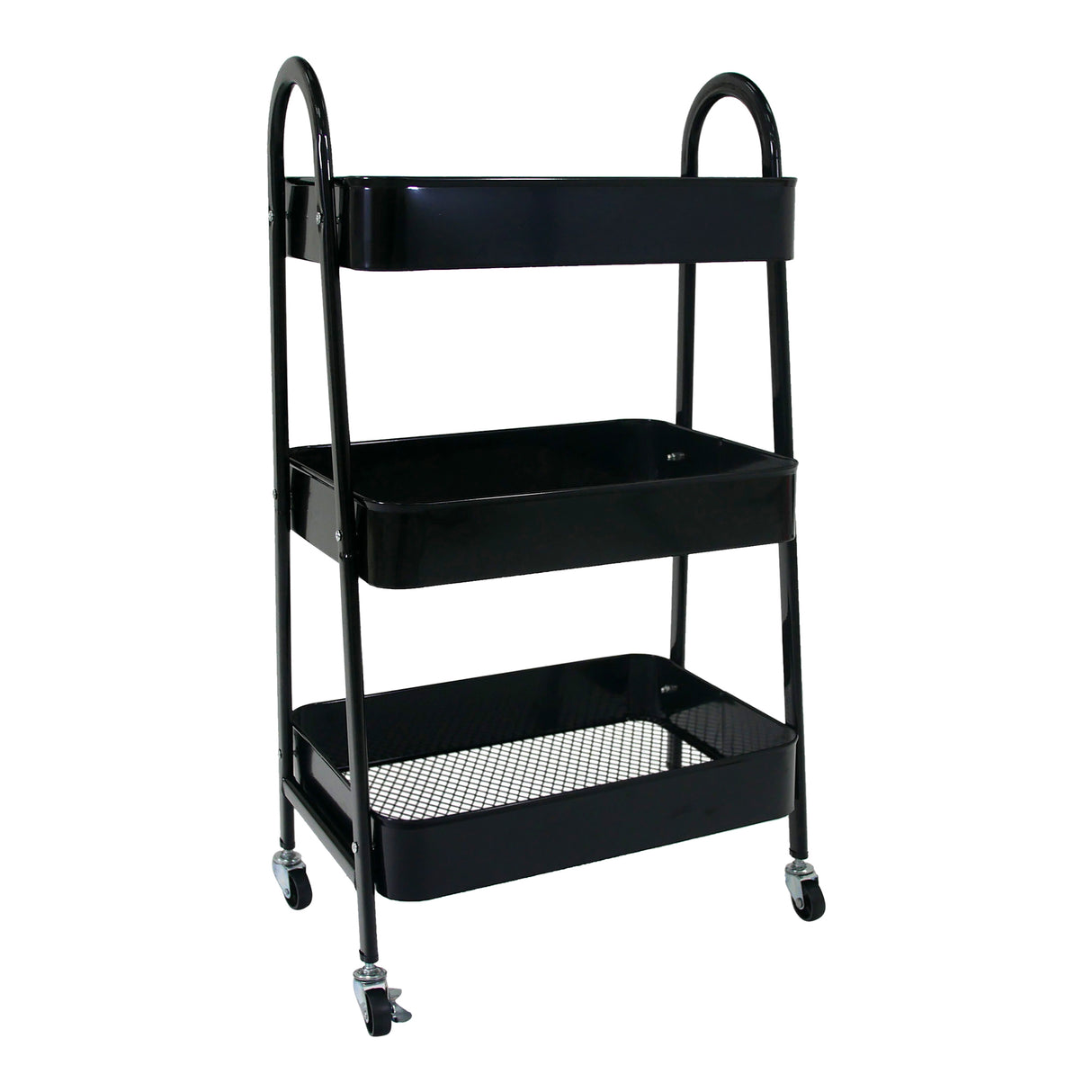 Black 3 Tier Kitchen Trolley on Wheels | Libbi Lou