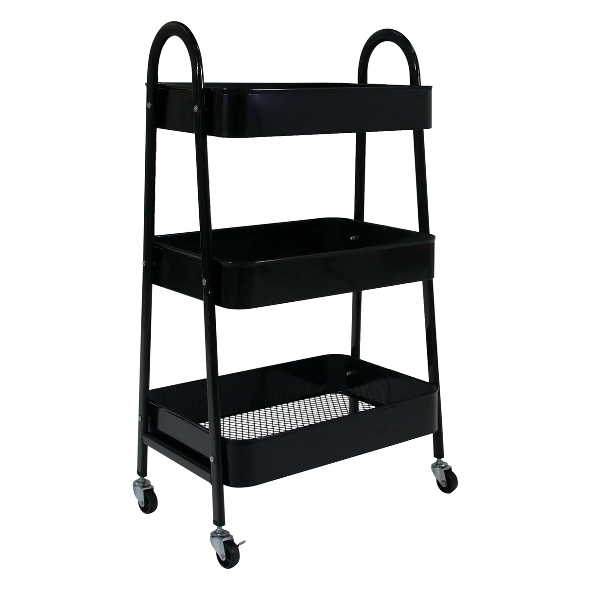 Black 3 Tier Kitchen Trolley on Wheels | Libbi Lou
