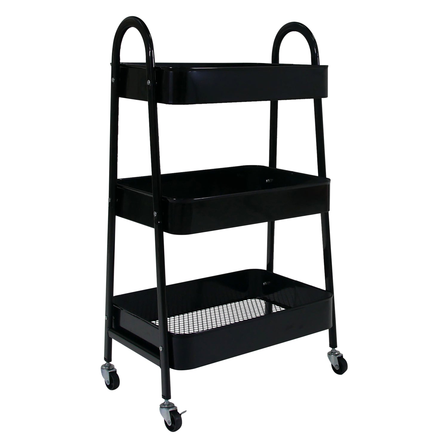 Black 3 Tier Kitchen Trolley on Wheels | Libbi Lou