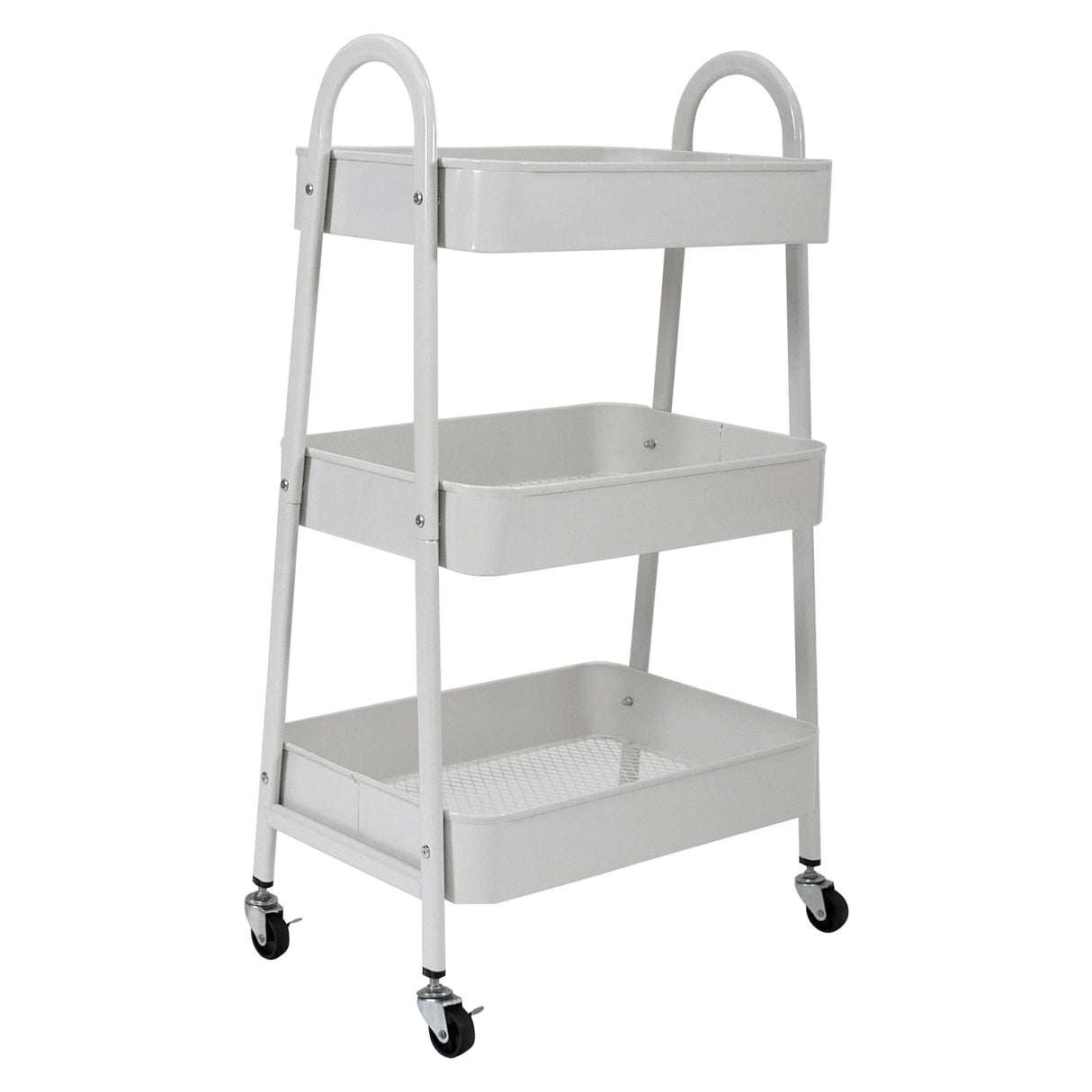 White 3 Tier Kitchen Trolley on Wheels | Libbi Lou