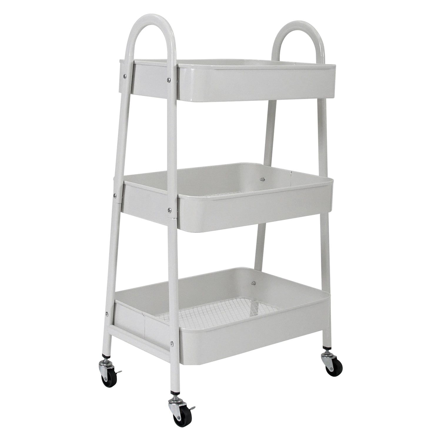 White 3 Tier Kitchen Trolley on Wheels | Libbi Lou