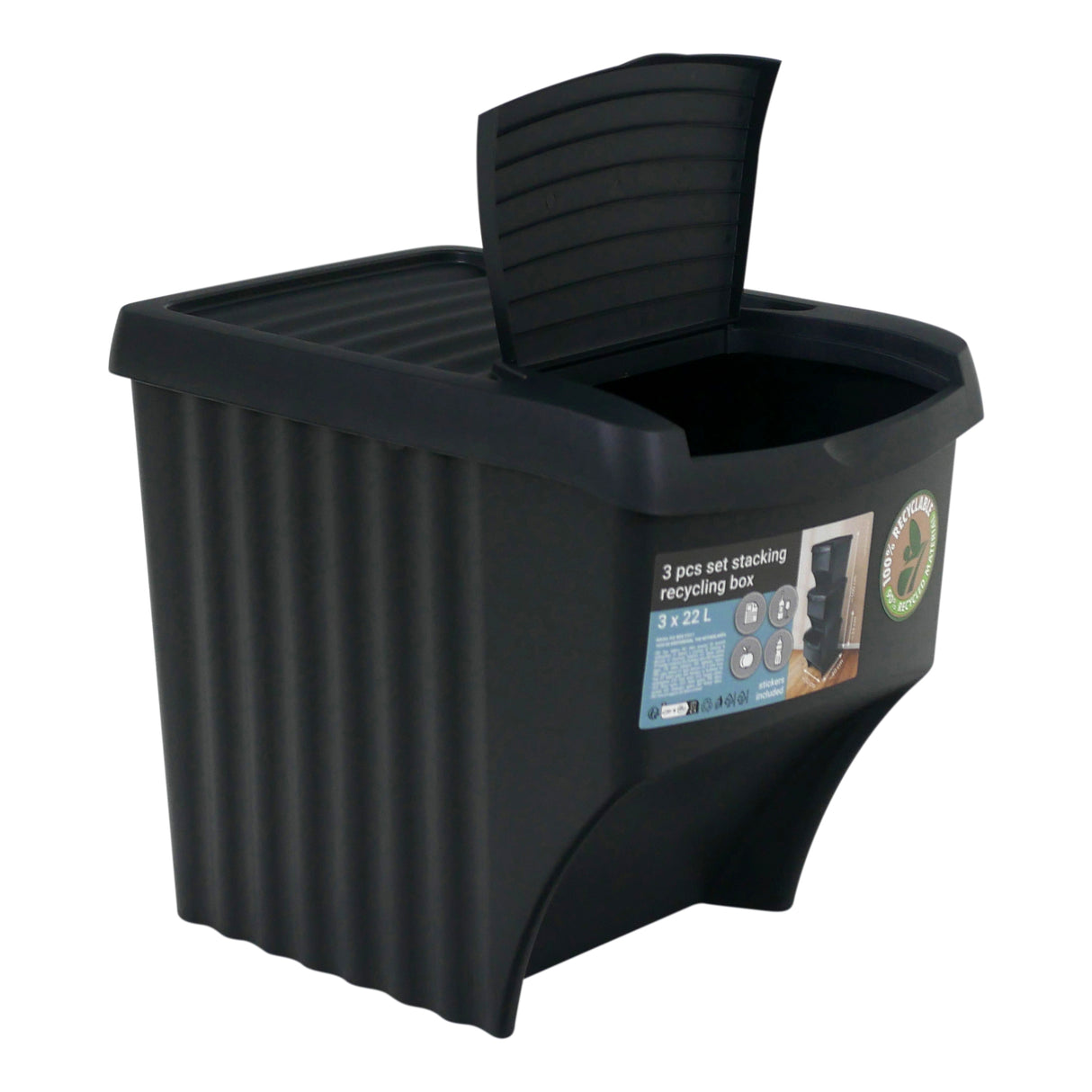 Set of 3 Stackable Recycling Bins