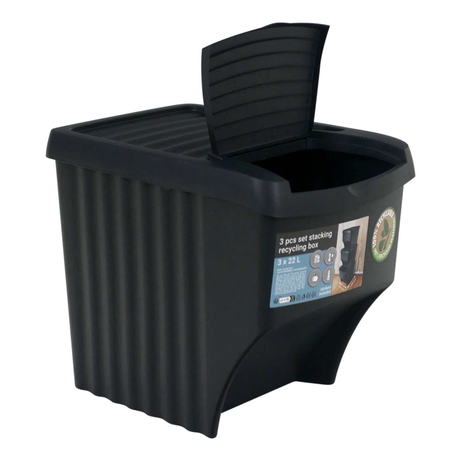 Set of 3 Stackable Recycling Bins