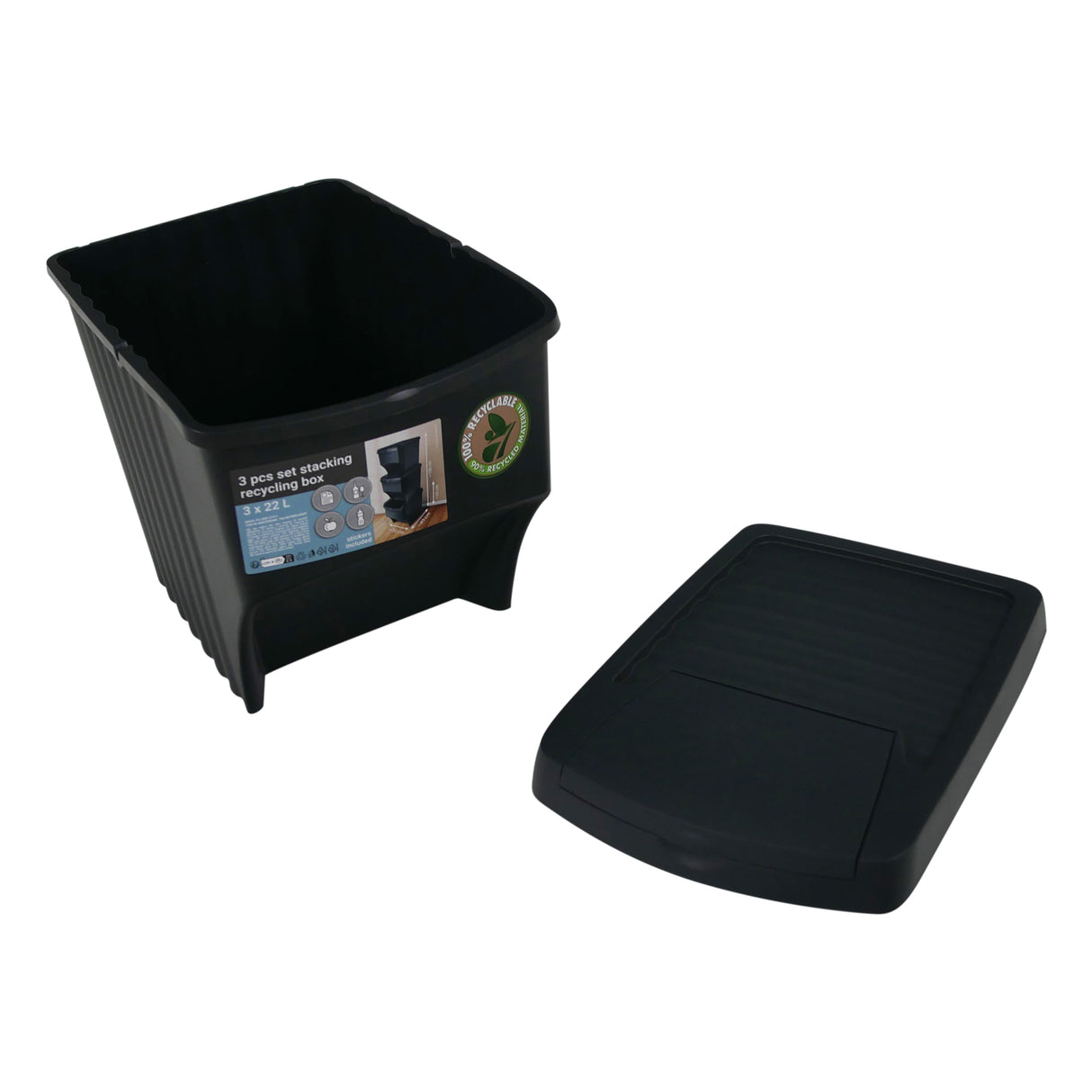 Set of 3 Stackable Recycling Bins