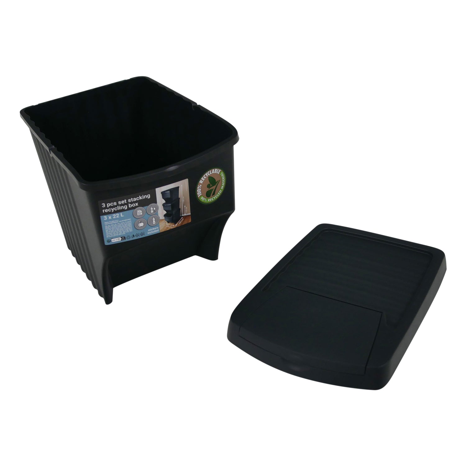 Set of 3 Stackable Recycling Bins