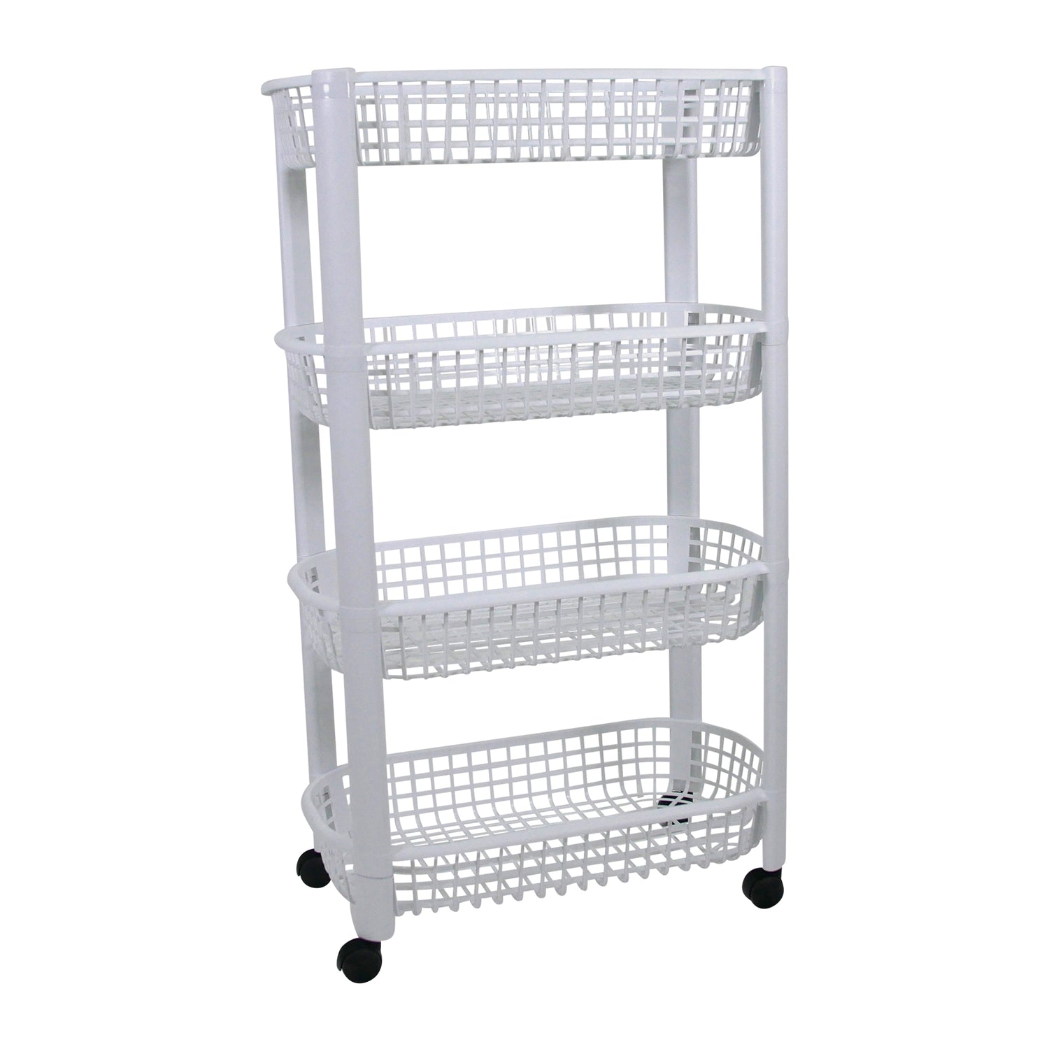 4 Tier Storage Trolley Unit with Wheels | Plastic White Unit