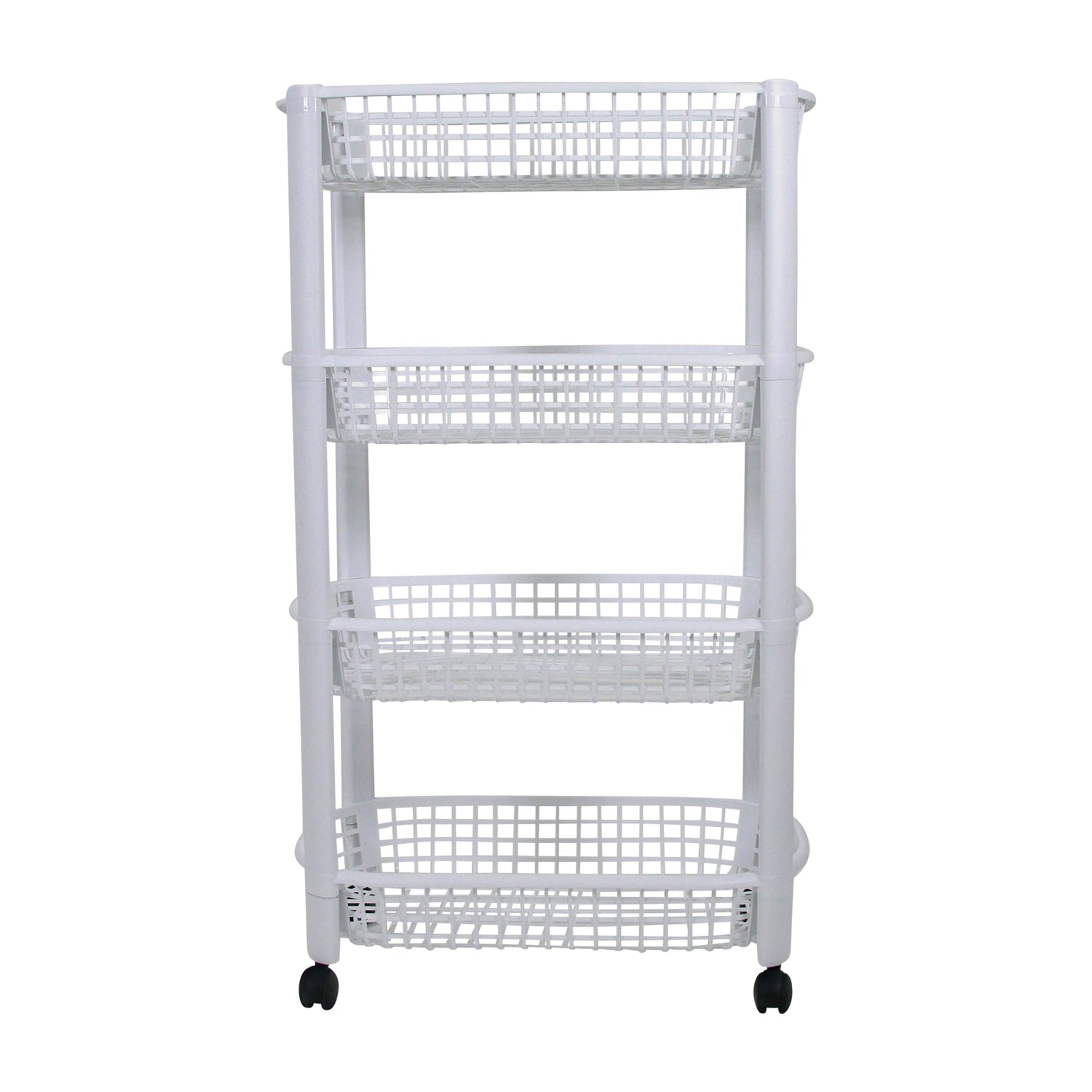 4 Tier Storage Trolley Unit with Wheels | Plastic White Unit