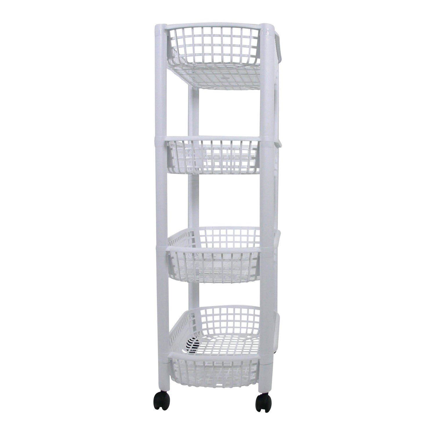 4 Tier Storage Trolley Unit with Wheels | Plastic White Unit