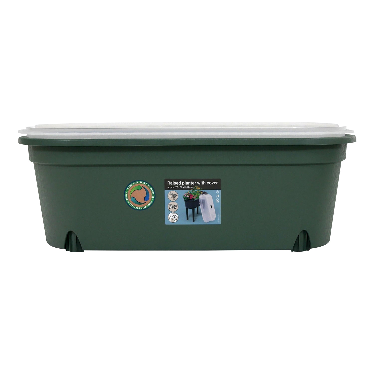 Raised Garden Bed, Elevated Planter Box with Greenhouse Lid and Legs, Portable Container for Vegetables and Herbs, Green (Green)