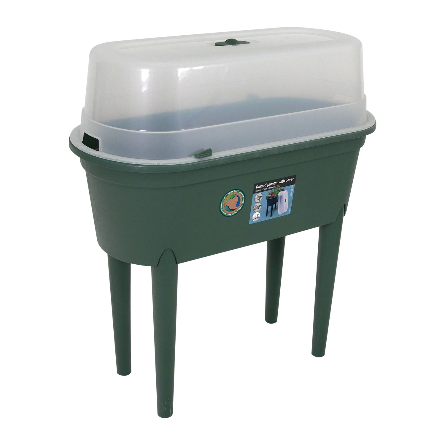 Raised Garden Bed, Elevated Planter Box with Greenhouse Lid and Legs, Portable Container for Vegetables and Herbs, Green (Green)