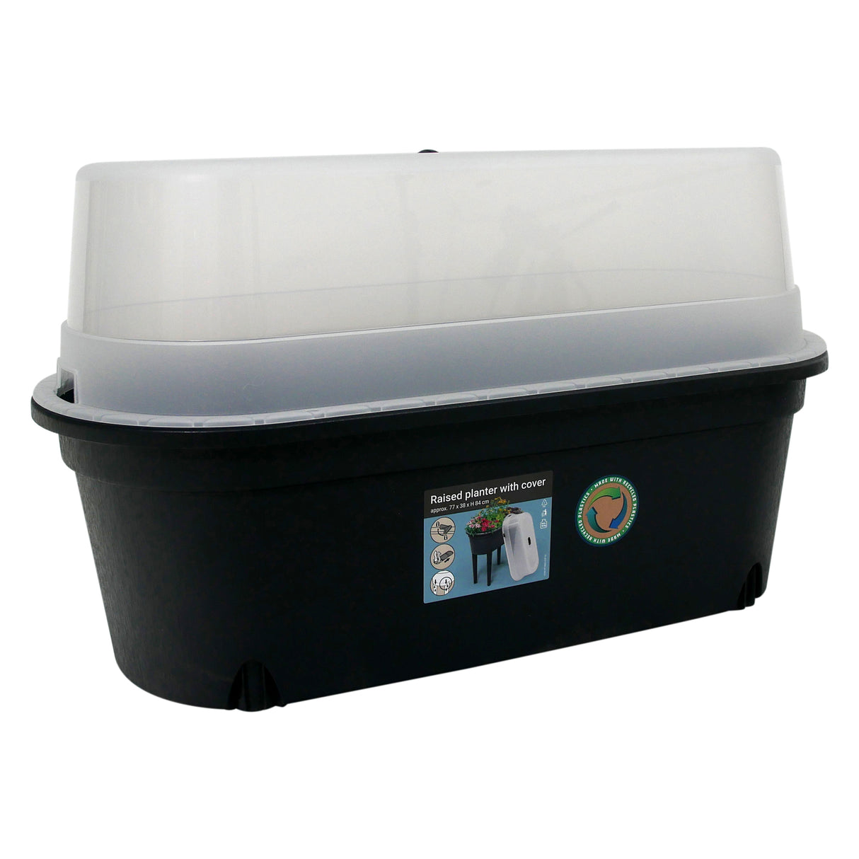 Raised Garden Bed, Elevated Planter Box with Greenhouse Lid and Legs, Portable Container for Vegetables and Herbs, Green (Black)