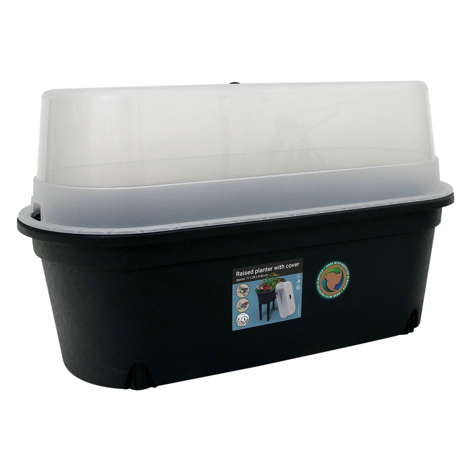 Raised Garden Bed, Elevated Planter Box with Greenhouse Lid and Legs, Portable Container for Vegetables and Herbs, Green (Black)