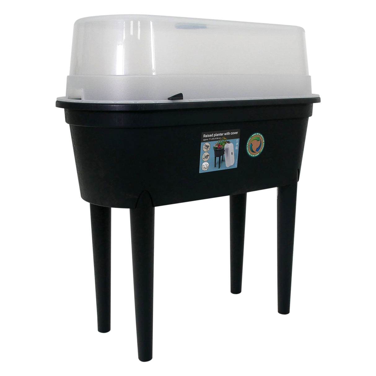 Raised Garden Bed, Elevated Planter Box with Greenhouse Lid and Legs, Portable Container for Vegetables and Herbs, Green (Black)