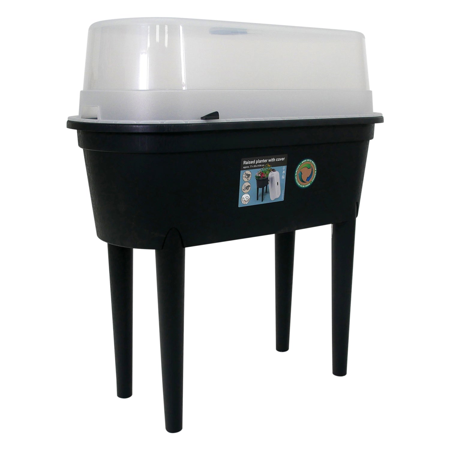 Raised Garden Bed, Elevated Planter Box with Greenhouse Lid and Legs, Portable Container for Vegetables and Herbs, Green (Black)