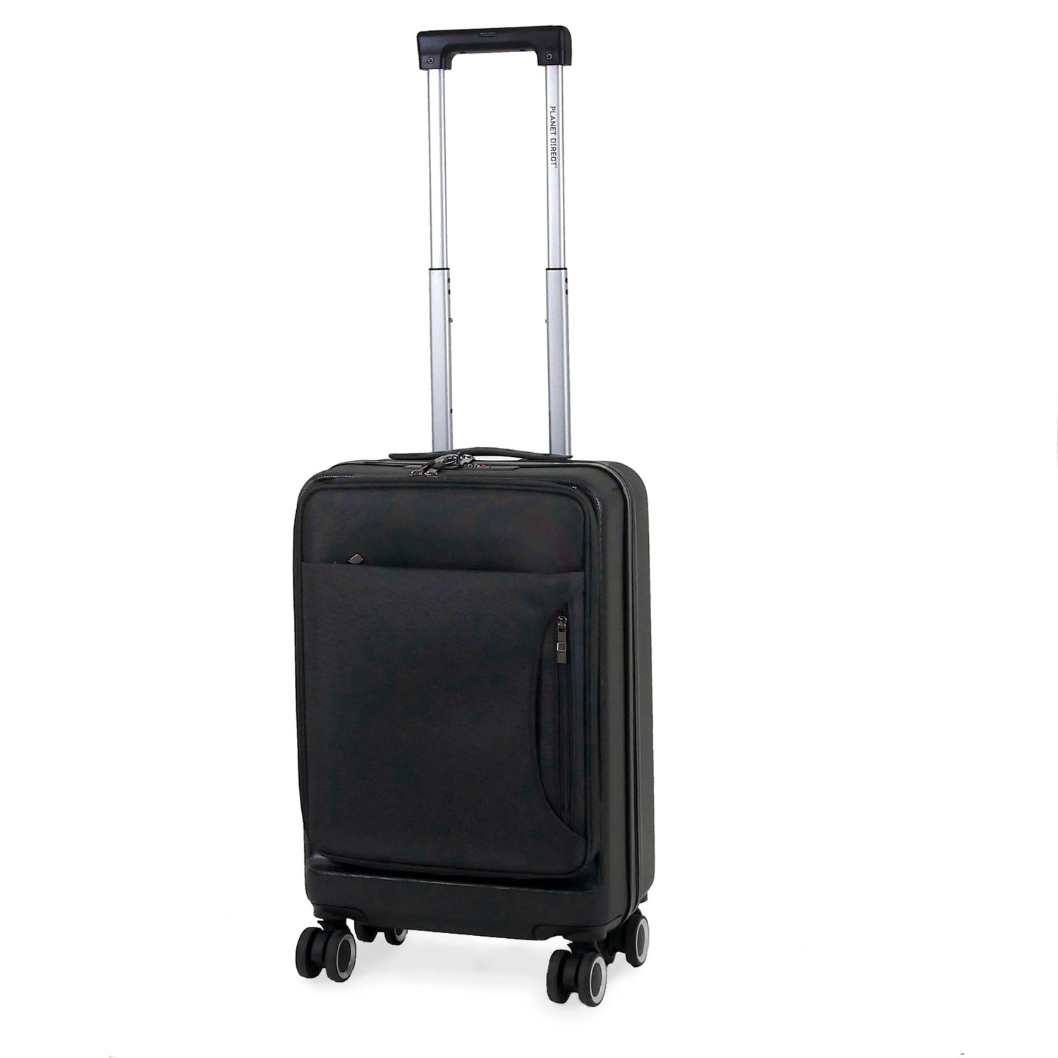 Planet Direct Suitcase (56x36x24cm) with Cup & Phone Holder | USB Port | Lightweight ABS Hybrid Shell | 4 Spinner Wheels | Laptop Pouch | Travel