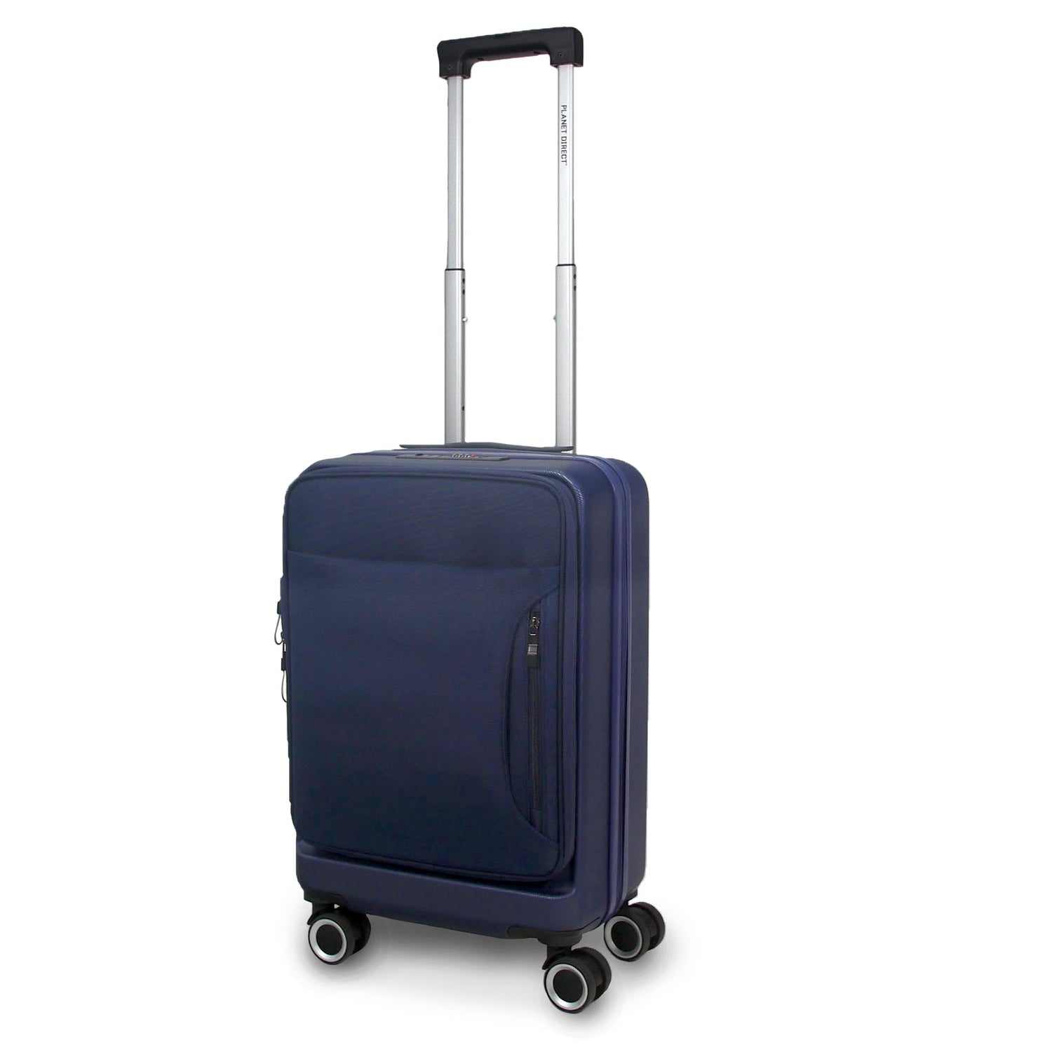 Planet Direct Suitcase (56x36x24cm) with Cup & Phone Holder | USB Port | Lightweight ABS Hybrid Shell | 4 Spinner Wheels | Laptop Pouch | Travel