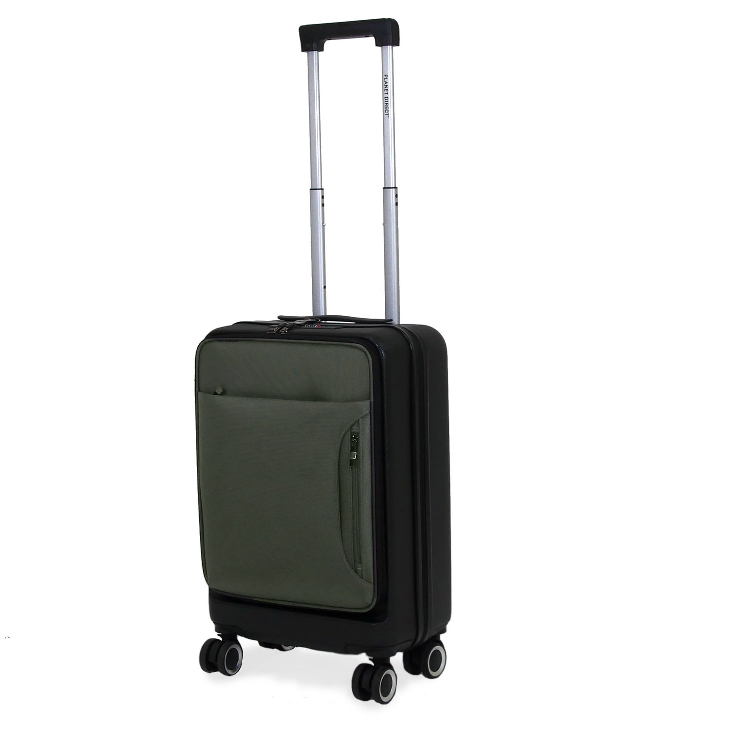 Planet Direct Suitcase (56x36x24cm) with Cup & Phone Holder | USB Port | Lightweight ABS Hybrid Shell | 4 Spinner Wheels | Laptop Pouch | Travel