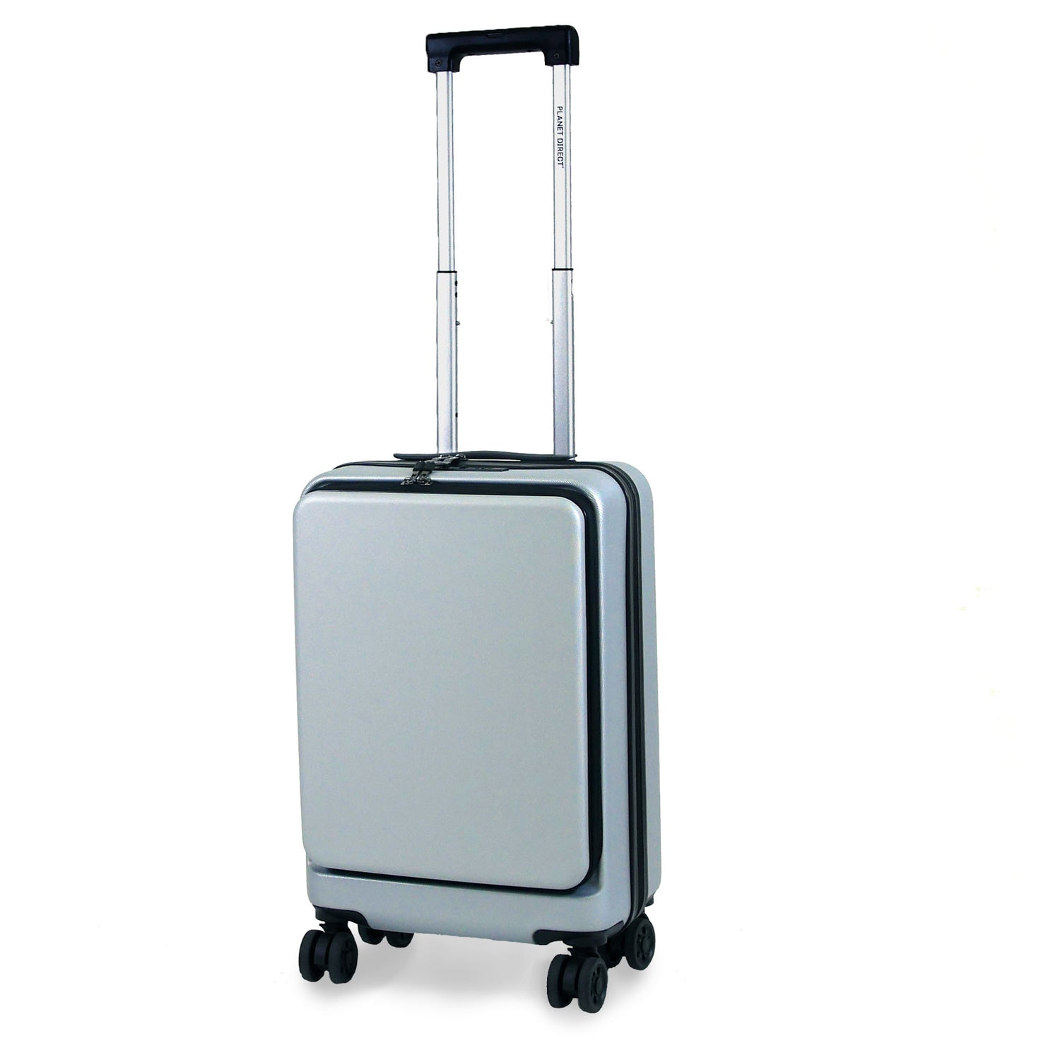 Planet Direct Suitcase (56x35x23cm) with Cup & Phone Holder | Lightweight ABS Hard Shell | Laptop Compartment | 4 Wheel Carry On Luggage Bag