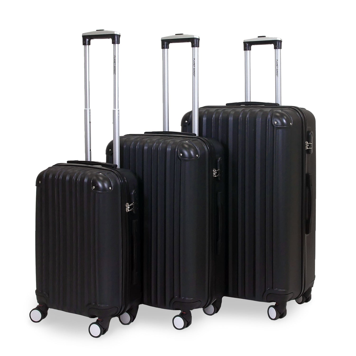 Planet Direct Suitcase Set of 3 Expandable Luggage Set (56,66,76cm) ABS Anti-Scratch Shell 4 Wheel Spinner with 3-Digit Lock Luggage Set