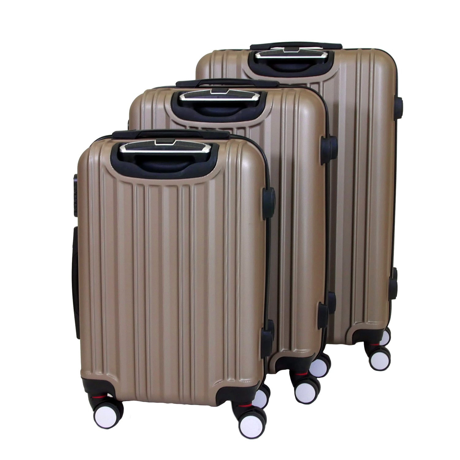 Planet Direct Suitcase Set of 3 Expandable Luggage Set (56,66,76cm) ABS Anti-Scratch Shell 4 Wheel Spinner with 3-Digit Lock Luggage Set