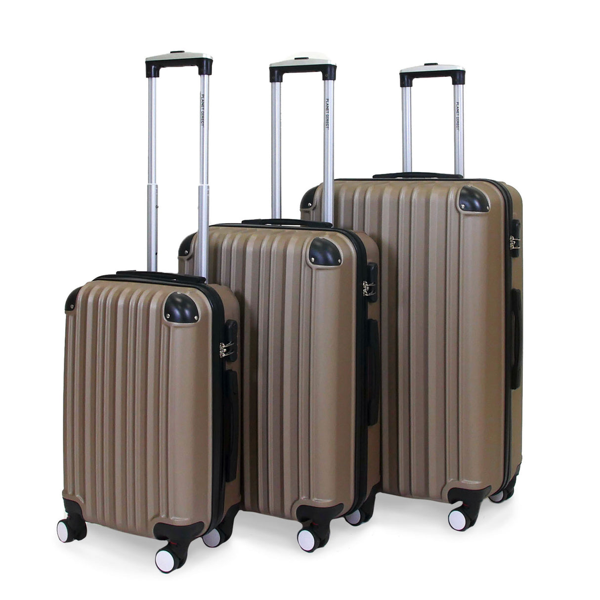 Planet Direct Suitcase Set of 3 Expandable Luggage Set (56,66,76cm) ABS Anti-Scratch Shell 4 Wheel Spinner with 3-Digit Lock Luggage Set