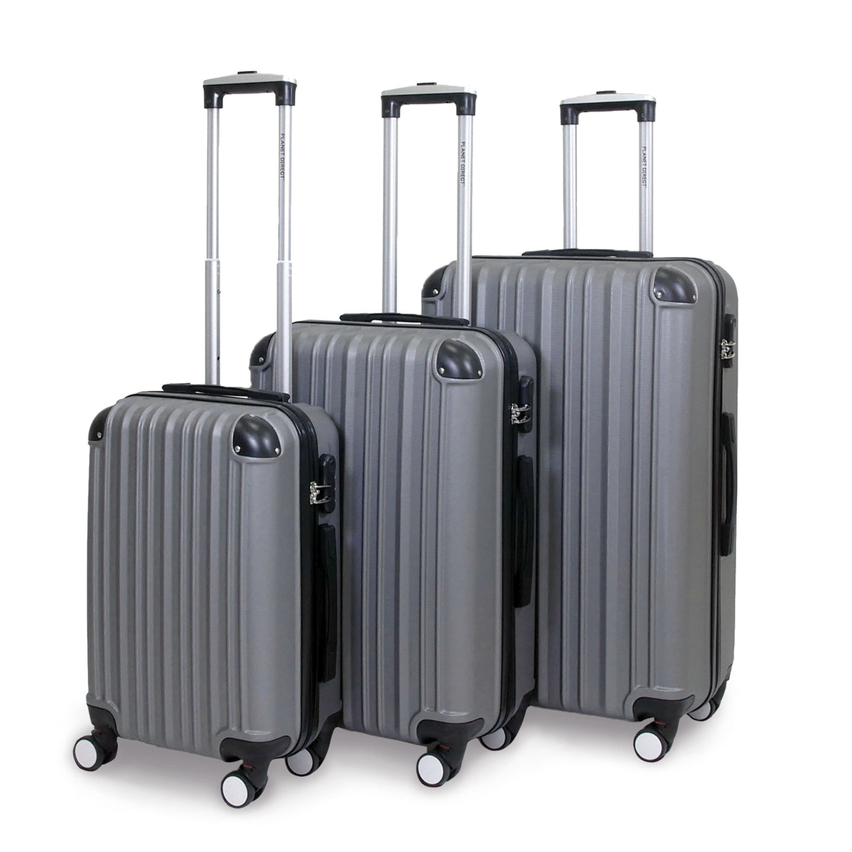 Planet Direct Suitcase Set of 3 Expandable Luggage Set (56,66,76cm) ABS Anti-Scratch Shell 4 Wheel Spinner with 3-Digit Lock Luggage Set