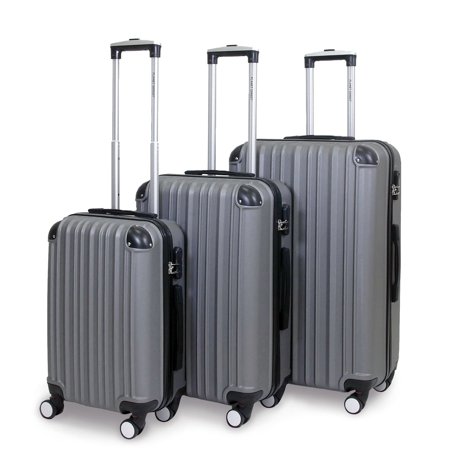 Planet Direct Suitcase Set of 3 Expandable Luggage Set (56,66,76cm) ABS Anti-Scratch Shell 4 Wheel Spinner with 3-Digit Lock Luggage Set
