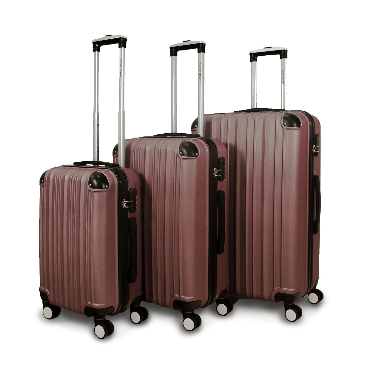 Planet Direct Suitcase Set of 3 Expandable Luggage Set (56,66,76cm) ABS Anti-Scratch Shell 4 Wheel Spinner with 3-Digit Lock Luggage Set