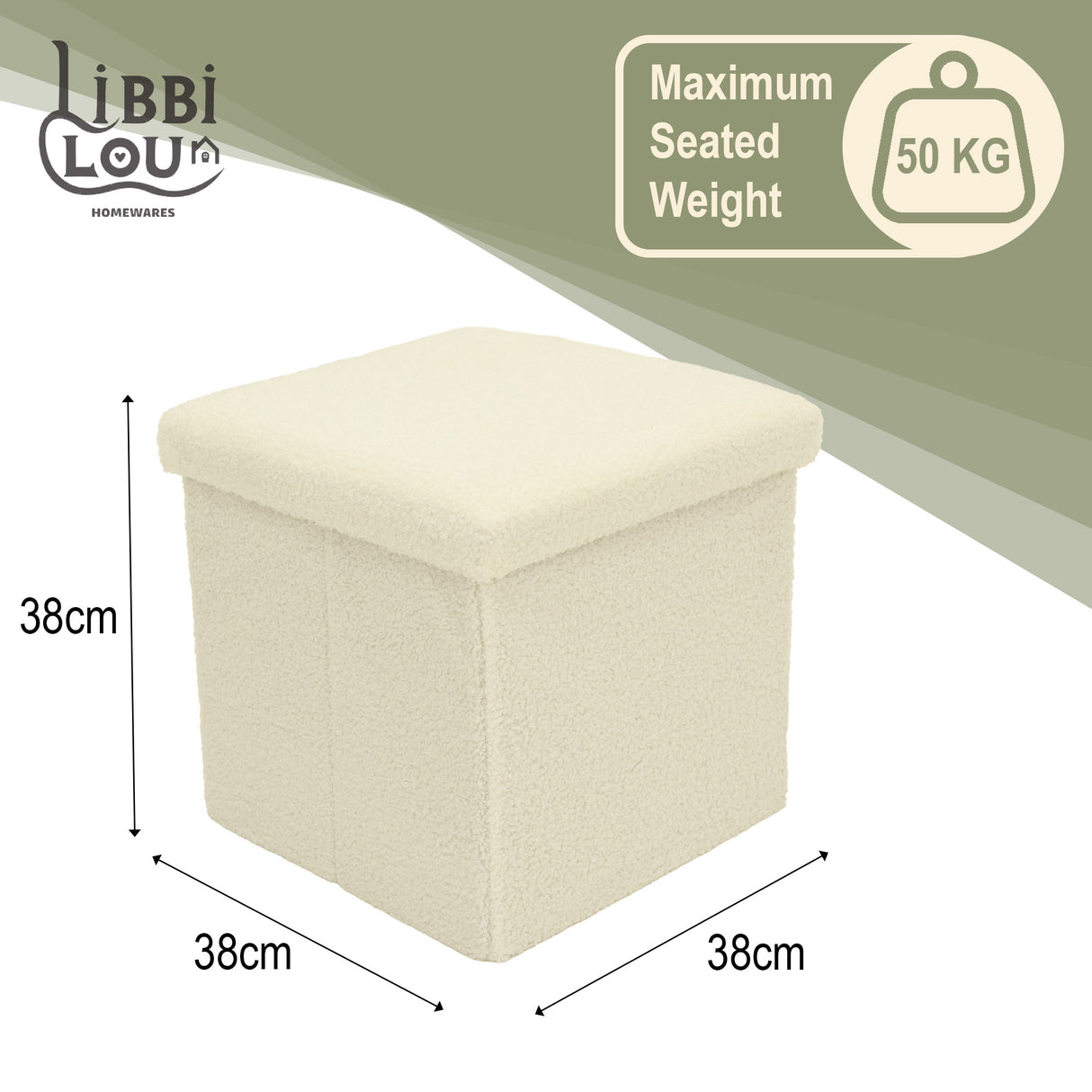 Teddy Boucle Foldable Footstool/Ottoman Storage Box