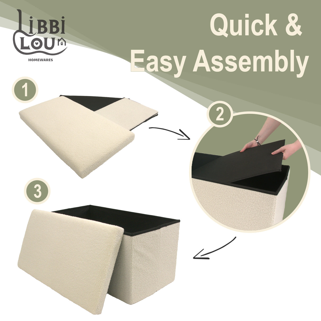 Teddy Boucle Foldable Footstool/Ottoman Storage Box