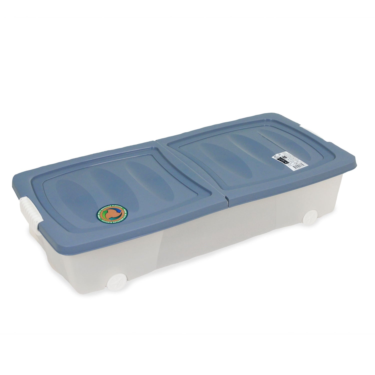 Plastic Storage Box with Lid on Wheels 32L Capacity 80x40x17cm - Under Bed Plastic Box Storage – 3 Assorted Colours