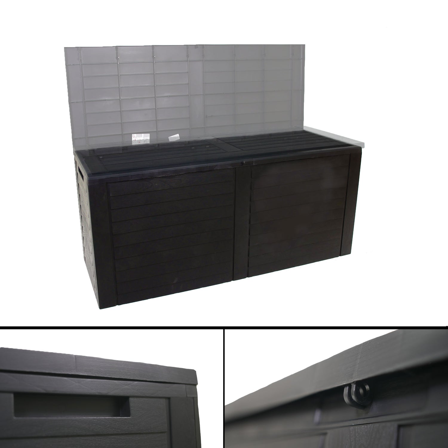 Outdoor Garden Storage Box with Lid 115x44x53cm Water Resistant Recyclable Lockable Plastic Deck Box Storage Container for Cushions, Wellies, Logs, Coal & Garden Tools (240L)