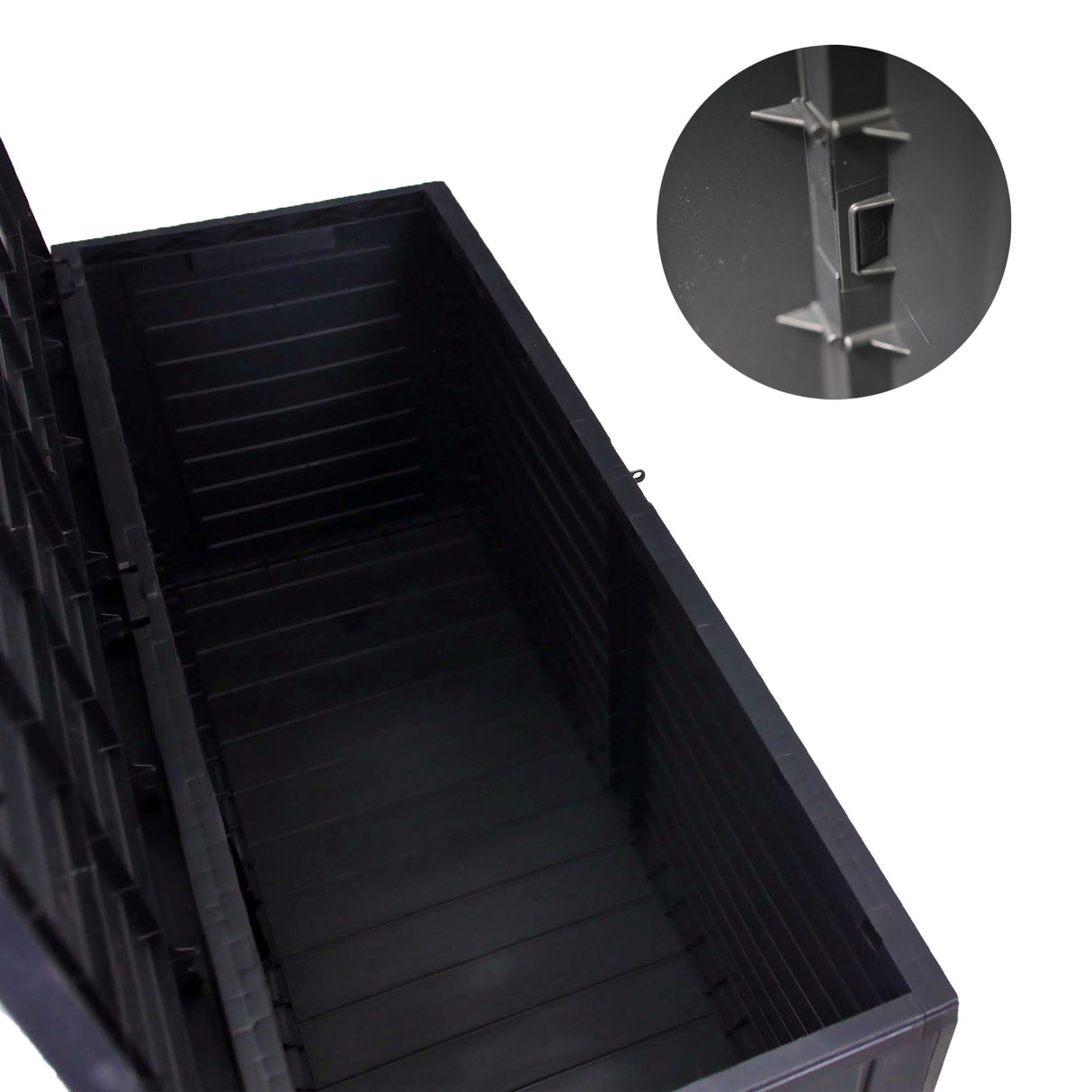 Outdoor Garden Storage Box with Lid 115x44x53cm Water Resistant Recyclable Lockable Plastic Deck Box Storage Container for Cushions, Wellies, Logs, Coal & Garden Tools (240L)