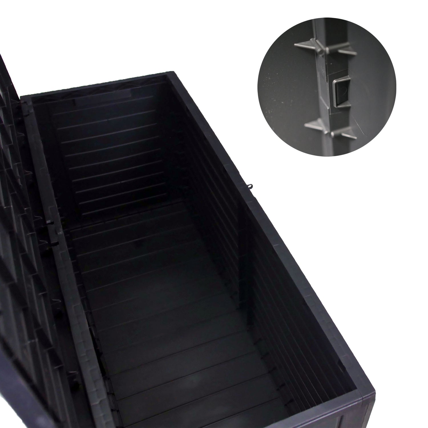 Outdoor Garden Storage Box with Lid 115x44x53cm Water Resistant Recyclable Lockable Plastic Deck Box Storage Container for Cushions, Wellies, Logs, Coal & Garden Tools (240L)