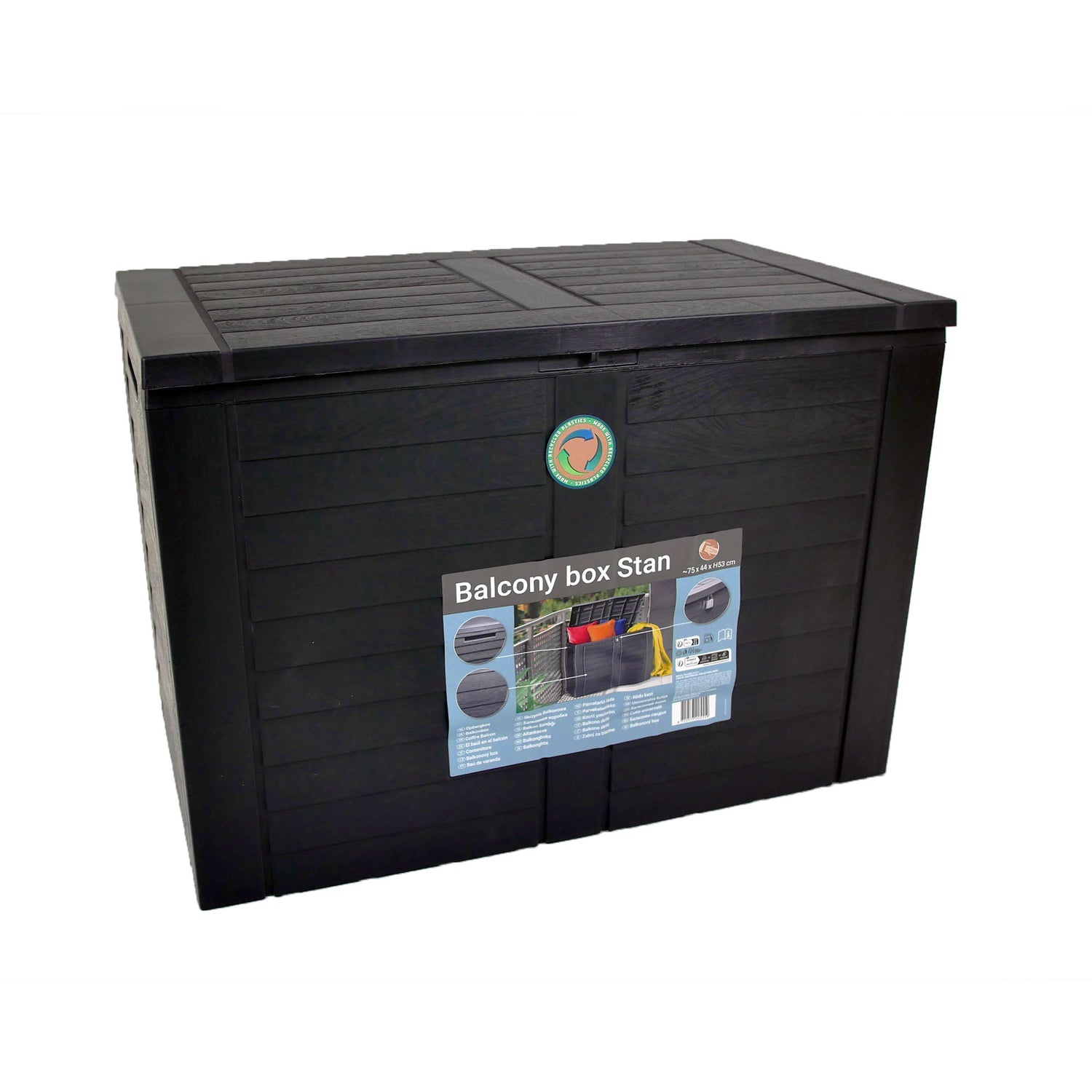 Outdoor Garden Storage Box with Lid 75x44x53cm Water Resistant Lockable Plastic Deck Box Storage Container for Cushions, Wellies, Logs, Coal & Garden Tools (170L)