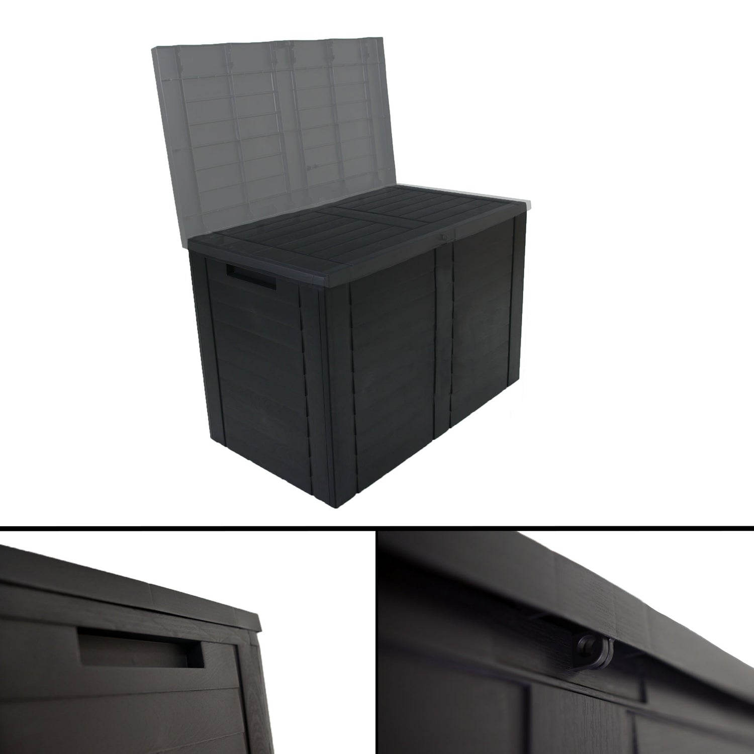 Outdoor Garden Storage Box with Lid 75x44x53cm Water Resistant Lockable Plastic Deck Box Storage Container for Cushions, Wellies, Logs, Coal & Garden Tools (170L)