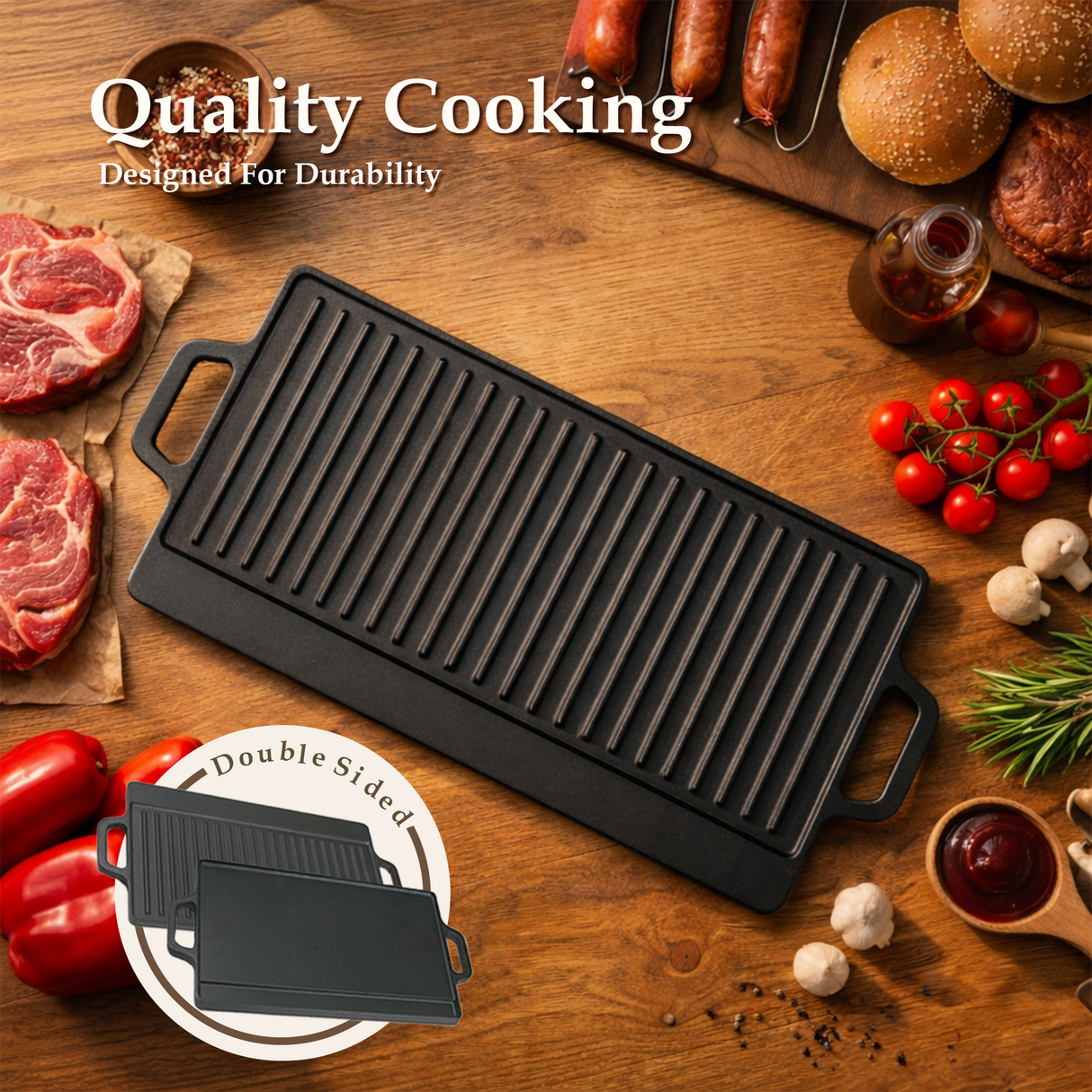 Reversible Cast Iron Griddle Plate