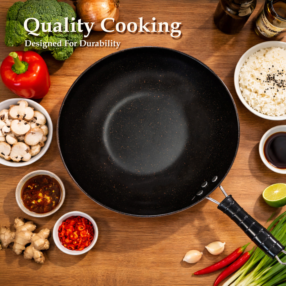 30cm Copper Finish Non Stick Wok