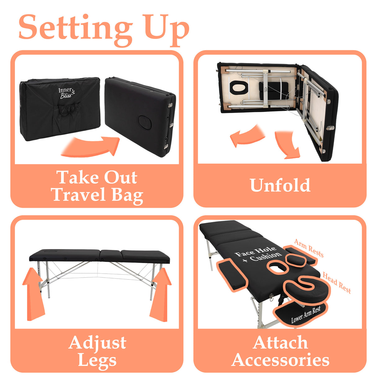 Portable 3 Section Aluminium Massage Table