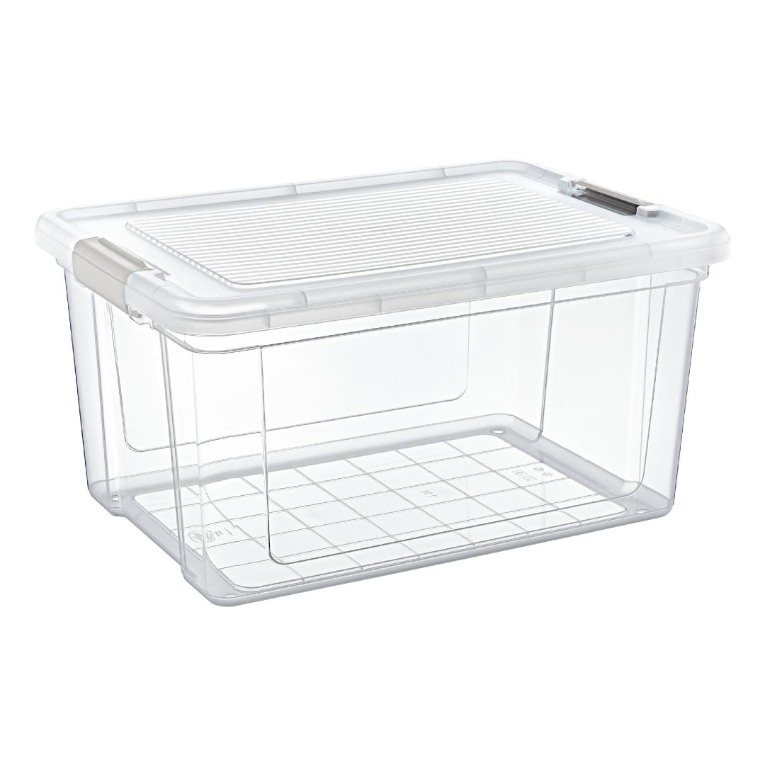 Plastic Storage Box with Lids | Stackable Clear Containers for Kitchen, Office, Crafts, Tools & Household Essentials (30 Litre)