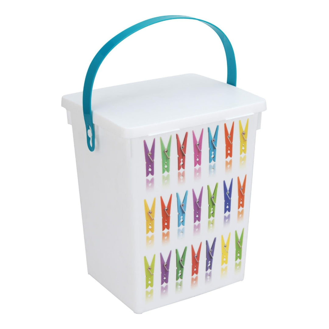 Drying Peg Storage Box Container 5L – Peg Basket Box Compact Organiser for Clothesline Pegs & Clips - (23.5x19x19cm)