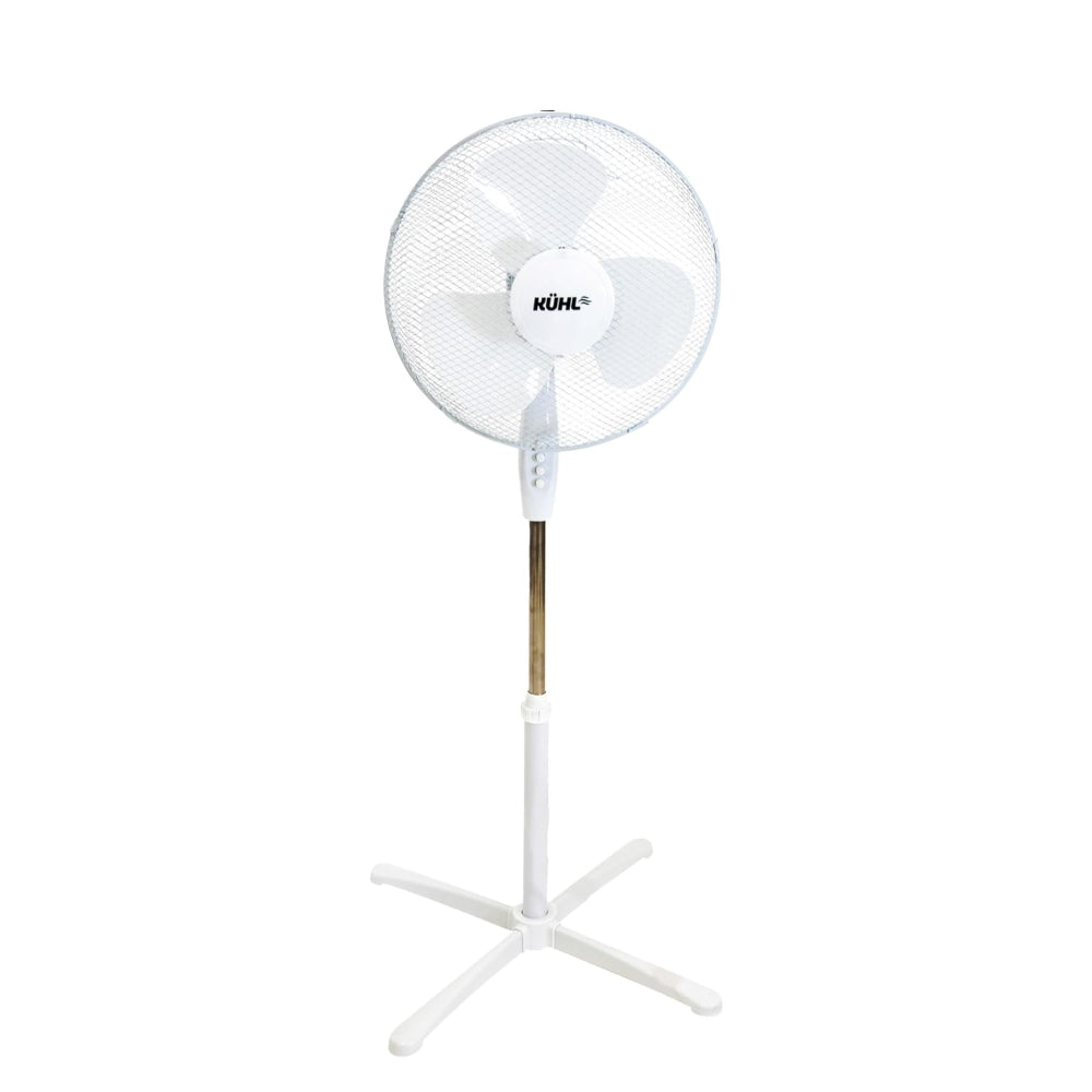 KÜHL 16" White Electric Pedestal Fan | 3 Speed Settings | 80° Oscillation | Adjustable Standing Fan | Easy to Assemble | For Home & Office