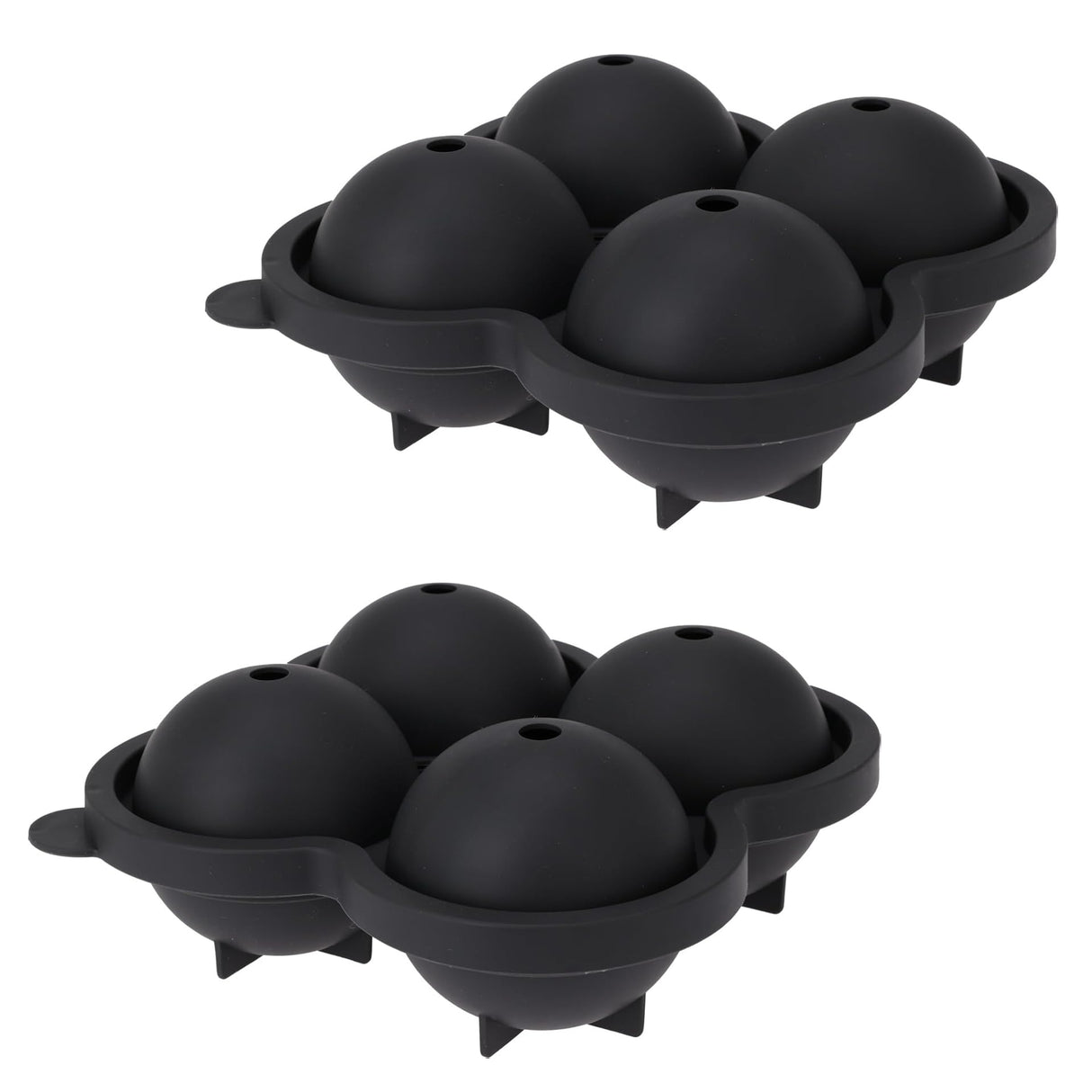 Black Silicone 4 Sphere Ice Cube Tray – Flexible, Easy Release Ice Ball Maker Moulds - Perfect for Whiskey, Cocktails & Cold Drinks Round Ice Balls - BPA Free