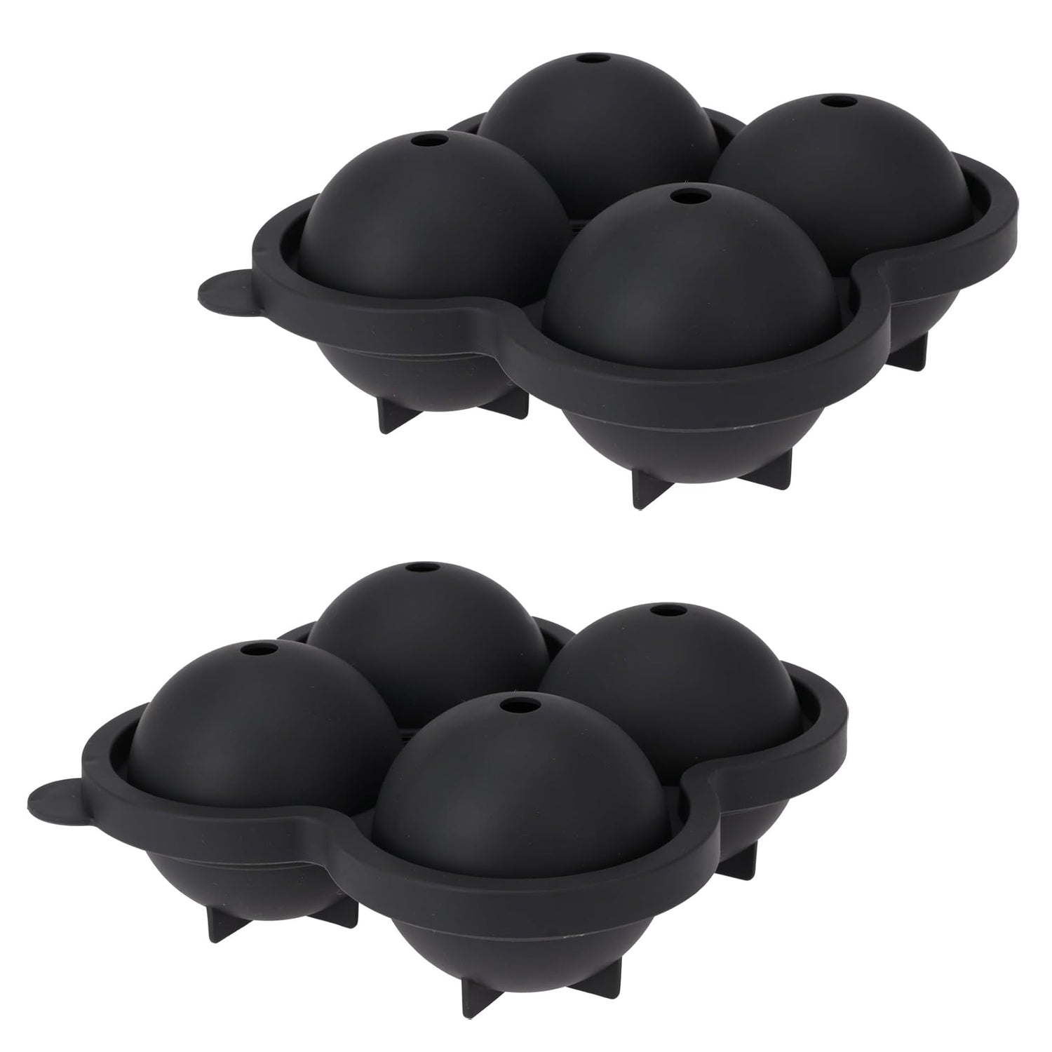 Black Silicone 4 Sphere Ice Cube Tray – Flexible, Easy Release Ice Ball Maker Moulds - Perfect for Whiskey, Cocktails & Cold Drinks Round Ice Balls - BPA Free