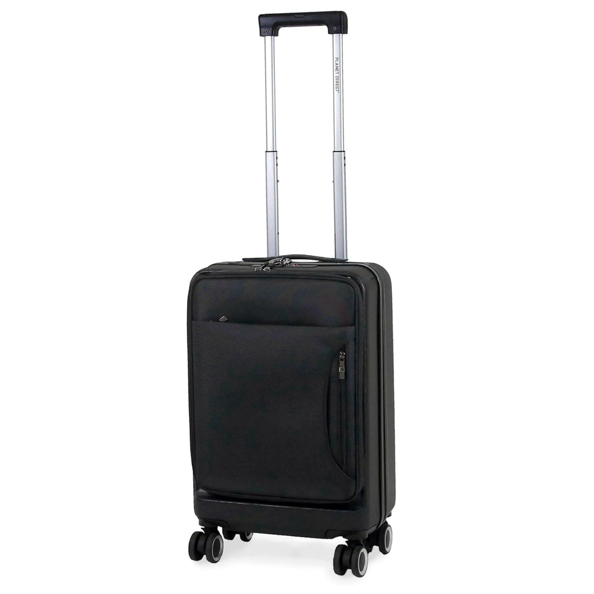 Planet Direct Suitcase (56x36x24cm) with Cup & Phone Holder | USB Port | Lightweight ABS Hybrid Shell | 4 Spinner Wheels | Laptop Pouch | Travel