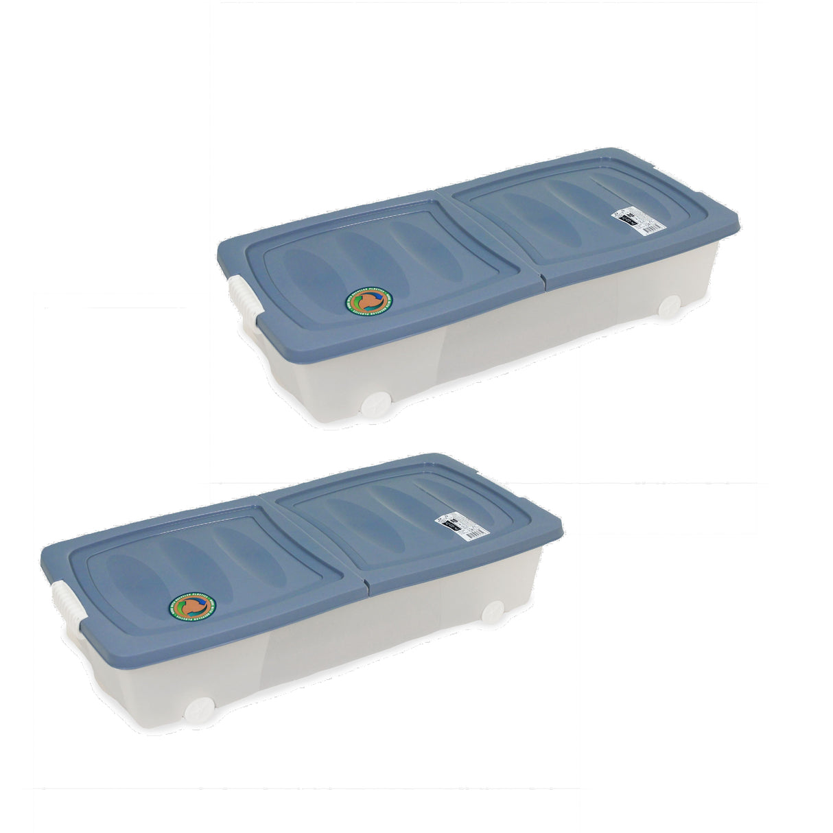 Plastic Storage Box with Lid on Wheels 32L Capacity 80x40x17cm - Under Bed Plastic Box Storage – 3 Assorted Colours