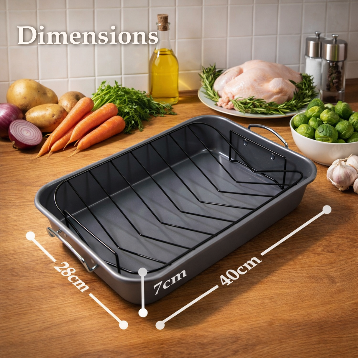Non-Stick Roasting Tray with Removable Wire Rack