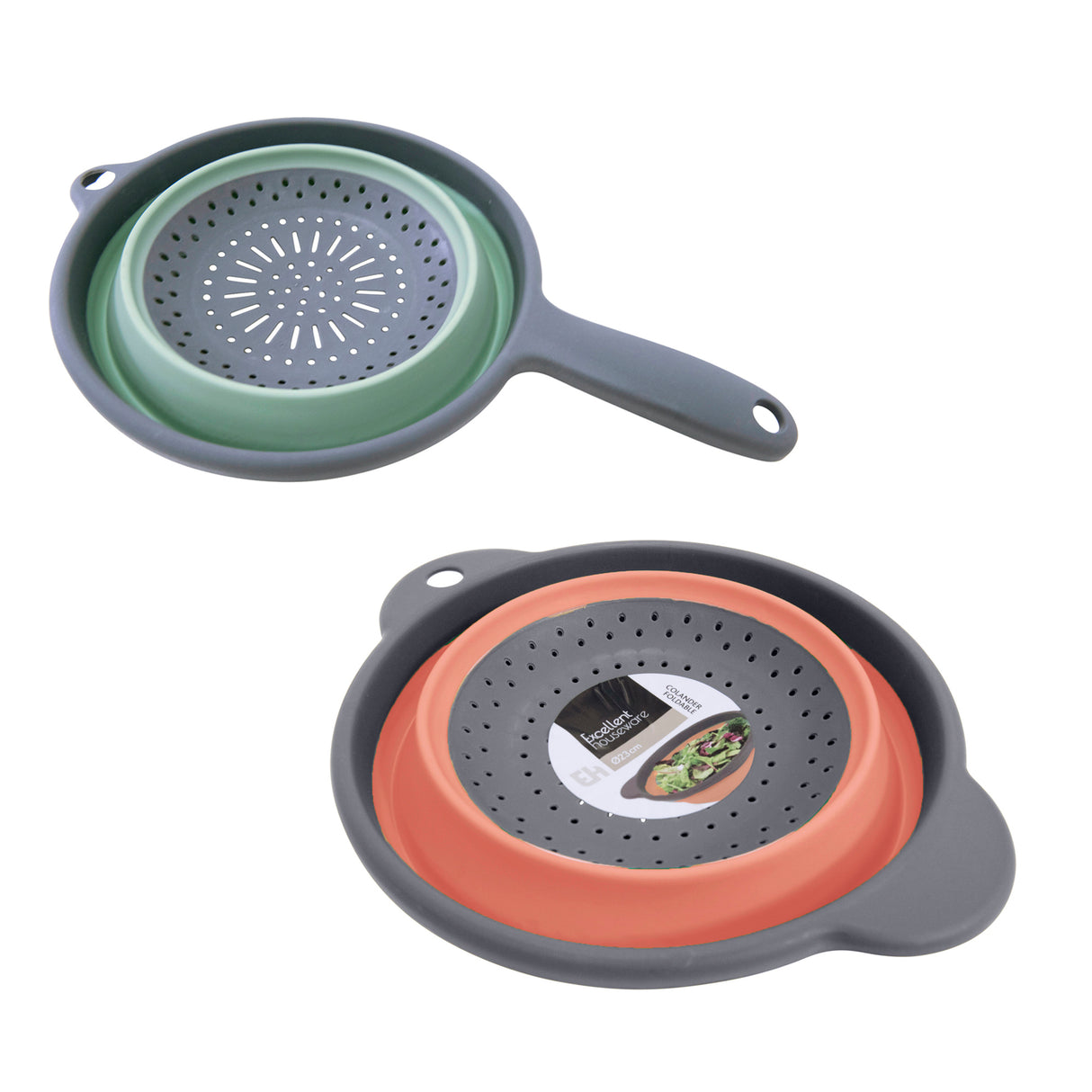 Collapsible Silicone Kitchen Colander Space Saving Folding Food Strainer for Kitchen & Travel (23cm) BPA-Free - Assorted Colours