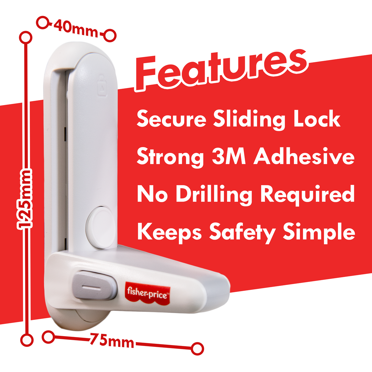 Fisher-Price White Baby Safety Door Lever Lock