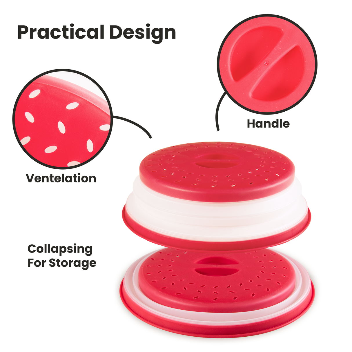Microwave Cover for Food Collapsible Microwave Splatter Cover with Steam Vents Microwave Colander BPA Free - Assorted Colours